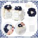 Wenqik 20 Pack Clear Wedding Favor Boxes with Navy Blue Pearl Flowers, Ribbon and Thank You Stickers, Elegant Plastic Candy Gift Boxes for Bridal Shower, Baby Shower, Birthday Wedding Supplies