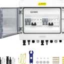 2 in 2 Out Solar Combiner Box,PV Combiner Box with 20A PV Fuse,DC 20A Circuit Breaker and Surge Protector,IP65 Solar Disconnect Switch Box for Indoor Outdoor Solar Panel System (2 in 2 Out 20A 500V)