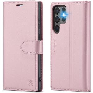 FLIPALM for Samsung Galaxy S25 Ultra Wallet Case with RFID Blocking Credit Card Holder, PU Leather Folio Flip Kickstand Protective Shockproof Cover Women Men for Samsung S25Ultra Phone case (Rose Gold)