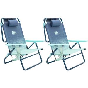 Quiksilver 2-Pack Beach Chair Bundle – Lightweight Folding Chairs with Adjustable Recline, Cup Holders, and Carry Bags – Portable and Durable Chairs for Beach, Camping, or Outdoor Events