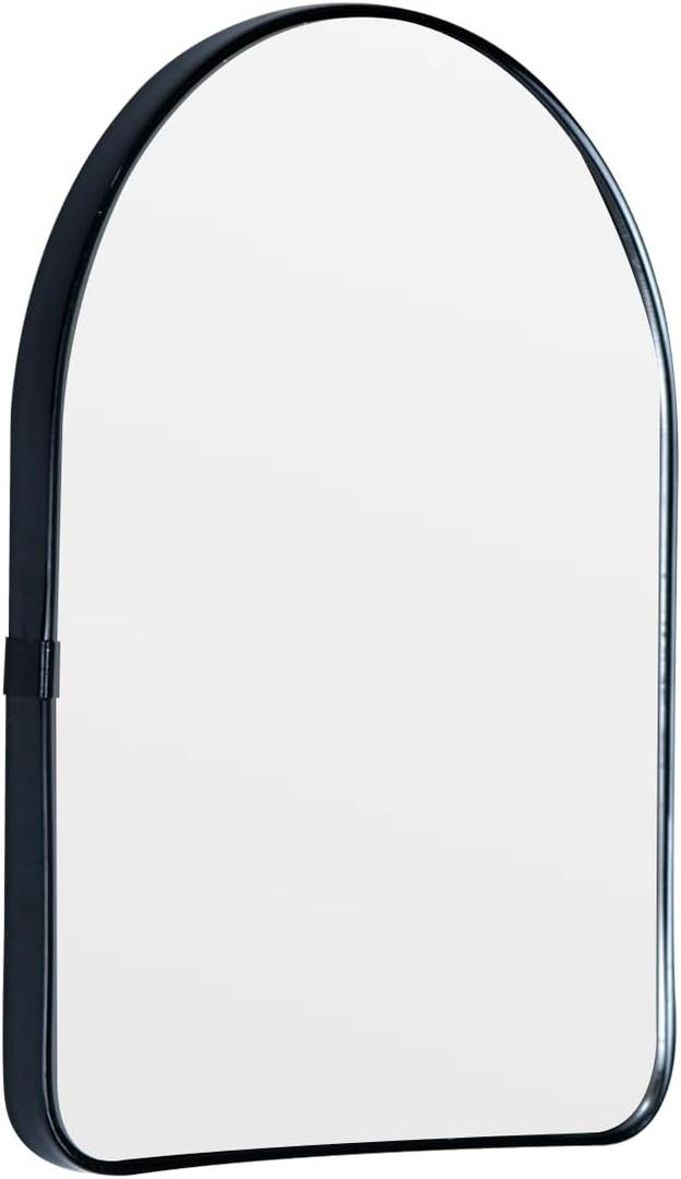 Funly mee Arched Wall Mirror, 7.9 x 11.8 inches, Wall-Mounted Plastic Mirror, for Bathroom and Vanity (Black, 7.9 x11.8)