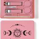 6-Piece Nail Clipper Set with Nail File, Tweezers and ingrown toenail Removal kit Travel Nail kit for Men and Women (Moon Pink)