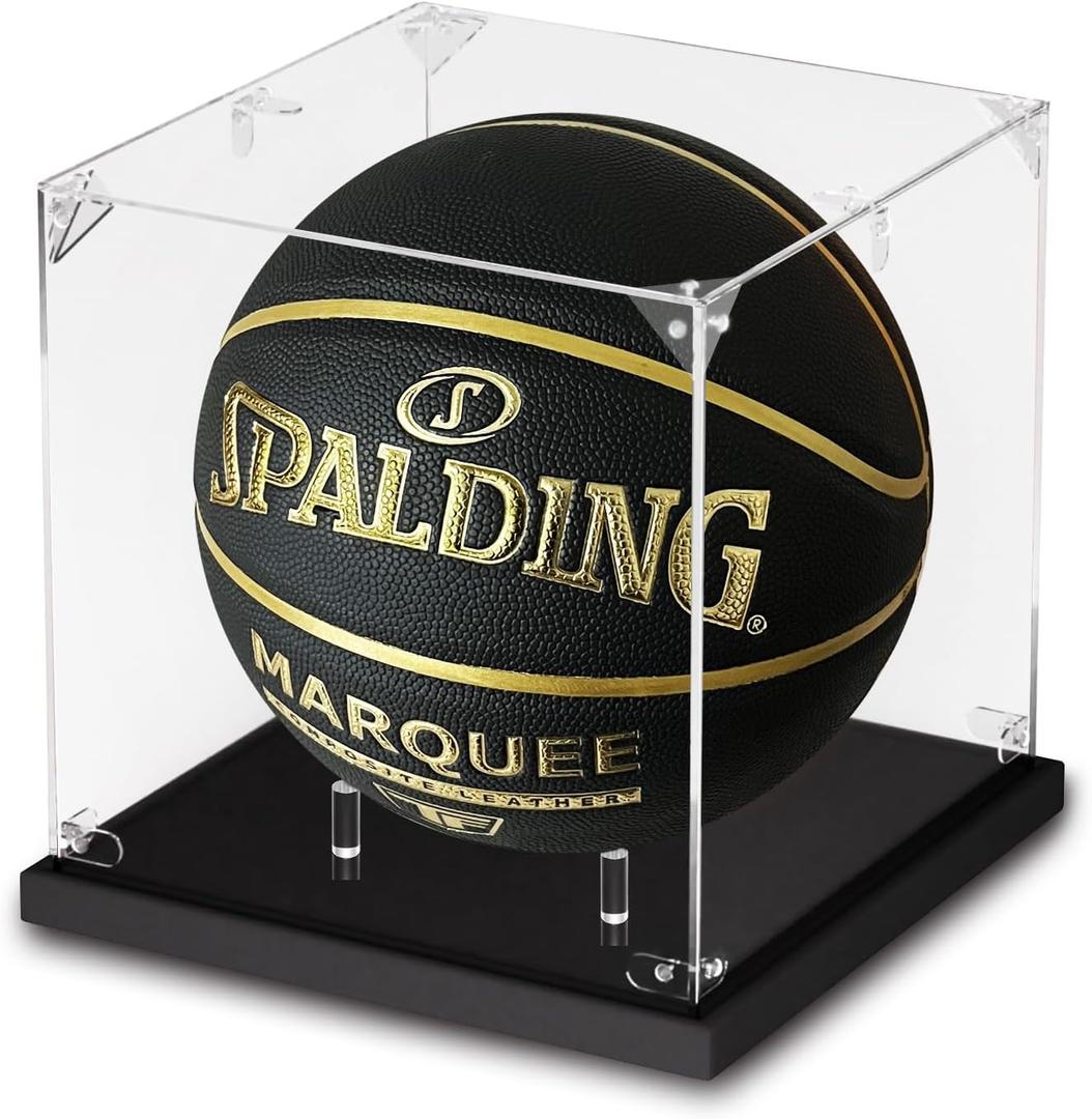 Basketball Display Case, Acrylic Basketball Case Display Clear, UV Protected Soccer Stand Box for Autographed Ball (1 Pack)