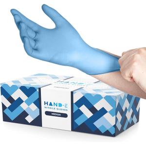 Hand-E Touch Blue Nitrile Disposable Gloves - Latex Free Medical Exam Gloves, Powder Free, Food Safe, Cooking