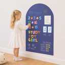 Magnetic Arch Wall Decal - Large 39.4" x 23.6" Matte Finish Chalkboard Sticker for Wall, Upgraded Strong Adhesive, Homeschool Learning Corner for Kids 5-10 (Blue)