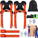 Upgraded Furniture Moving Straps with Chest Buckle, Adjustable Shoulder Moving Lifting Straps for 2 Movers,Move Furniture, Appliances, Mattresses,Heavy Objects Safely,up to 1000lbs (Orange & Black)