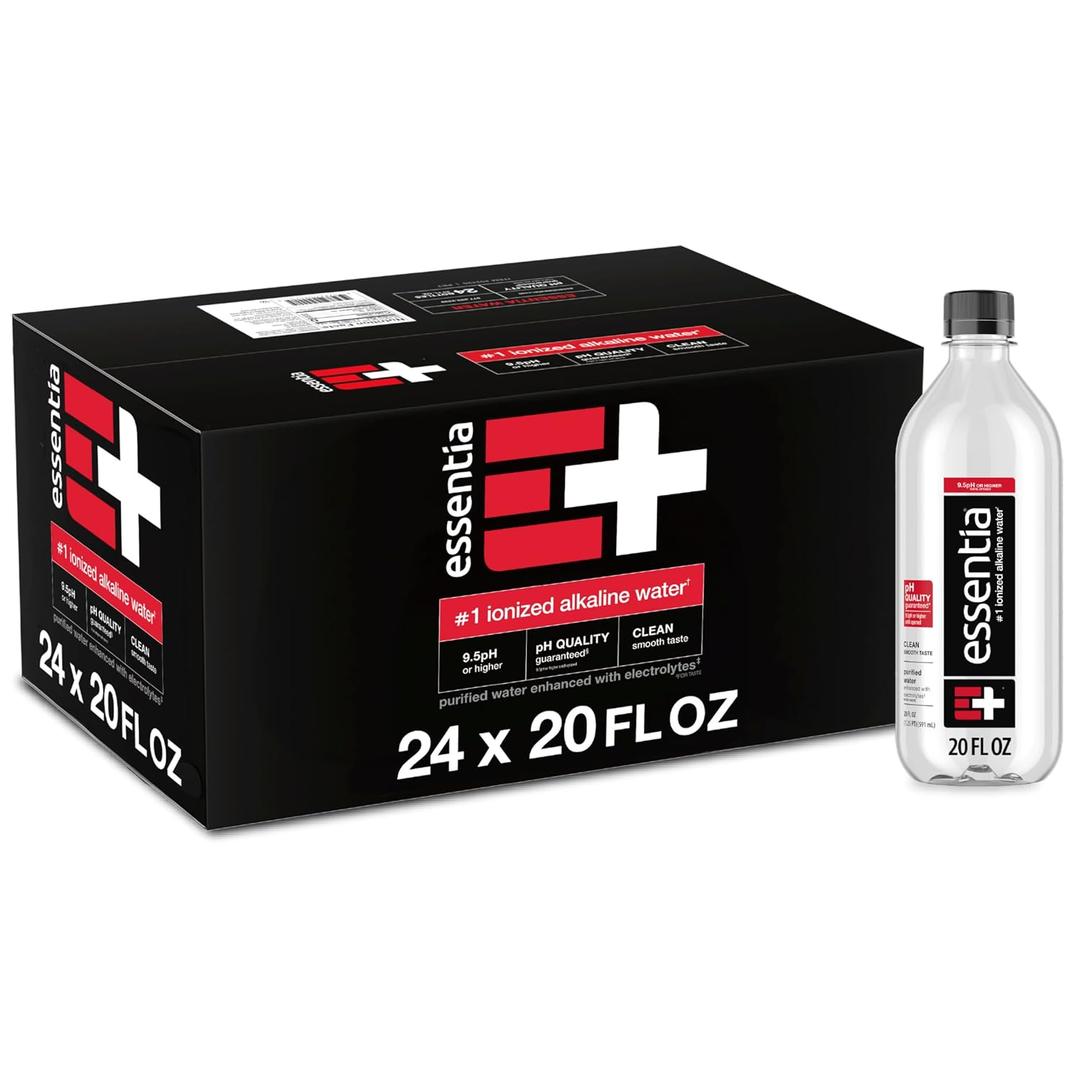 Essentia Ionized Alkaline Water, 9.5+ pH, 99.9% Pure, 24 x 20oz
99.9% pure ionized alkaline water with a 9.5+ pH until opened, and trace electrolytes for a clean smooth taste. 24 x 20oz