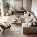 Ashler Boho Area Rug, 6x9 Vintage Carpet for Living Room, Bedroom, Kitchen, Dinner - Beige/Natural/Light Coffee Home Decor - Non-Slip & Machine Washable, Large Size CMC1