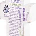 Dicksons I Said A Prayer For You Today, Purple/White 3.88 x 2.75 Inch MDF Wood Tabletop Block Cross Sign Plaque