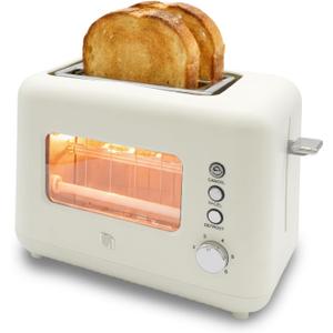 WILLOW Eco Series 2 Slice Toaster with Clear-View Window, 6 Shade Settings, 900W Retro Toaster with Extra Wide Slots, Bagel, Cancel, & Defrost Buttons, Toasters 2 Slice w Crumb Tray for Easy Cleanups