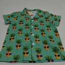 YUEMION Boys Hawaiian Outfit 2Pcs Set Summer Beach Button-Down Shirt Top + Shorts for Kids 2-10 Years (Green - Pineapple)-9-10 Years