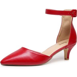 VenusCelia Women's Easy Going Strap Pump Kitten Heel Shoe 38