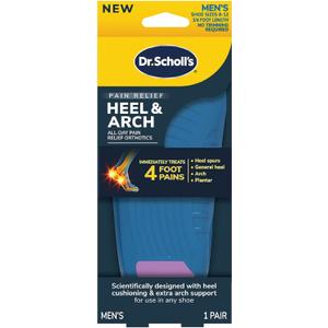 Dr. Scholl's Heel & Arch All-Day Pain Relief Orthotics, Men's 8-12, 1 Pair, 3/4 Length