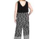 R&M Richards Women's Elegant Sleeveless Wrap Jumpsuit W/Geometric Print & Belted Waist - One-Piece Casual Style 8
