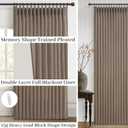 Blackout Two Layer Linen Curtains 86 Inches Long for Classroom 2 Panels Set, Memory Trained Pinch Pleated Insulated Sound Dampening Farmhouse Dark Brown Light Blocking Windows Curtain with Back Tab