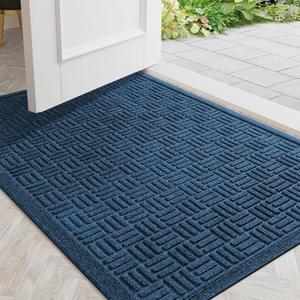 Front Door Mat Outside Entrance, 36" x 24", Heavy Duty Welcome Mat, Stain and Fade Resistant, Dirt Trapper Doormat, Super Absorbent Indoor Outdoor Entryway Mat with Non-Slip Backing, Blue