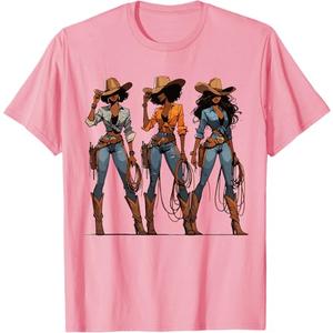 Juneteenth Cowgirl Western Rodeo Melanin Black History Texas T-Shirt, Size L