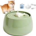 Ceramic Cat Water Fountain, 45oz/1.3L Porcelain Cat Water Dispenser, Automatic pet Water Fountain with Ultra-Quiet Pump, Perfect for Cats and Small Dogs, Cute Design (Green)