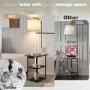 PESRAE Floor Lamp with Table, End Tables with Charging Station(USB & Type-C & AC Port), 3 Color Temperatures 9W LED Bulb, Modern Shelves Side Table for Bedroom, Living Room
