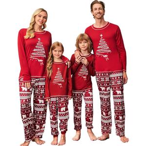 Family Matching Christmas Pajamas Set, Cute Elk Sleepwear for Boys Girls Dad Mum (Red Fireworks, Kid, 2 Years)
