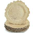 WUWEOT 11 Pack Gold Charger Plates, 12.7" Round Plastic Reef Plate Chargers with Flora Reef Design for Wedding Dinner Party Decoration