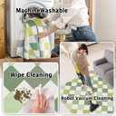 2x3 Checkered Washable Area Rugs Small Carpet Green Doormat for Entryway Bathroom Living Room Bedroom Washing Room Non Slip