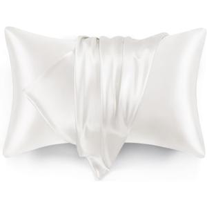 Love's cabin King Size Satin Pillowcase Set of 2, Similar to Silk Pillow Cases, Satin Cooling Pillow Covers for Hair and Skin with Envelope Closure, 20x36 inches,Ivory