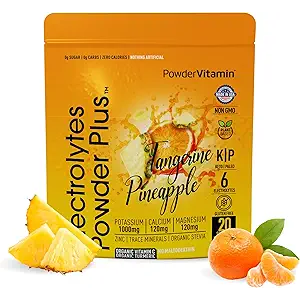 PowerVitamin Electrolytes Powder Packets - Tangerine Pineapple - Keto Electrolytes for Daily Energy - Hydration Powder with 1000mg Potassium, 120mg Magnesium, Zero Calories - 30 Hydration Packets