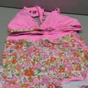 Herseas Women's Bikini Sets 2 Piece Tropical Print Swimsuit Halter Top & Boy Short Bathing Suit (XX-Large, Light Pink)