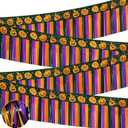 2 x 4 Pack 39Ft Halloween Parade Floats Foil Fringe, Each 10 ft x 15'' Orange Purple Black Pumpkin Tinsel Streamers Garland Banner Table Skirts for Halloween Trailer Car Homecoming Party (4 Pack)
