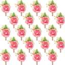 Sherr 36 Pcs Wedding Rose Boutonnieres for Men Wedding Groomsmen Artificial Corsage Groom Boutonniere Artificial Faux Flower for Prom Ceremony Party Rustic Marriage (Peach Pink)
