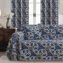 Modern Letter H Couch Cover for Sofa, Luxury Chain Patterns Jacquard Chenille Sofa Cover for Dogs, Soft Sofa Slipcovers Furniture Protector with Fringe for Pet, Cats(71x118, Blue)