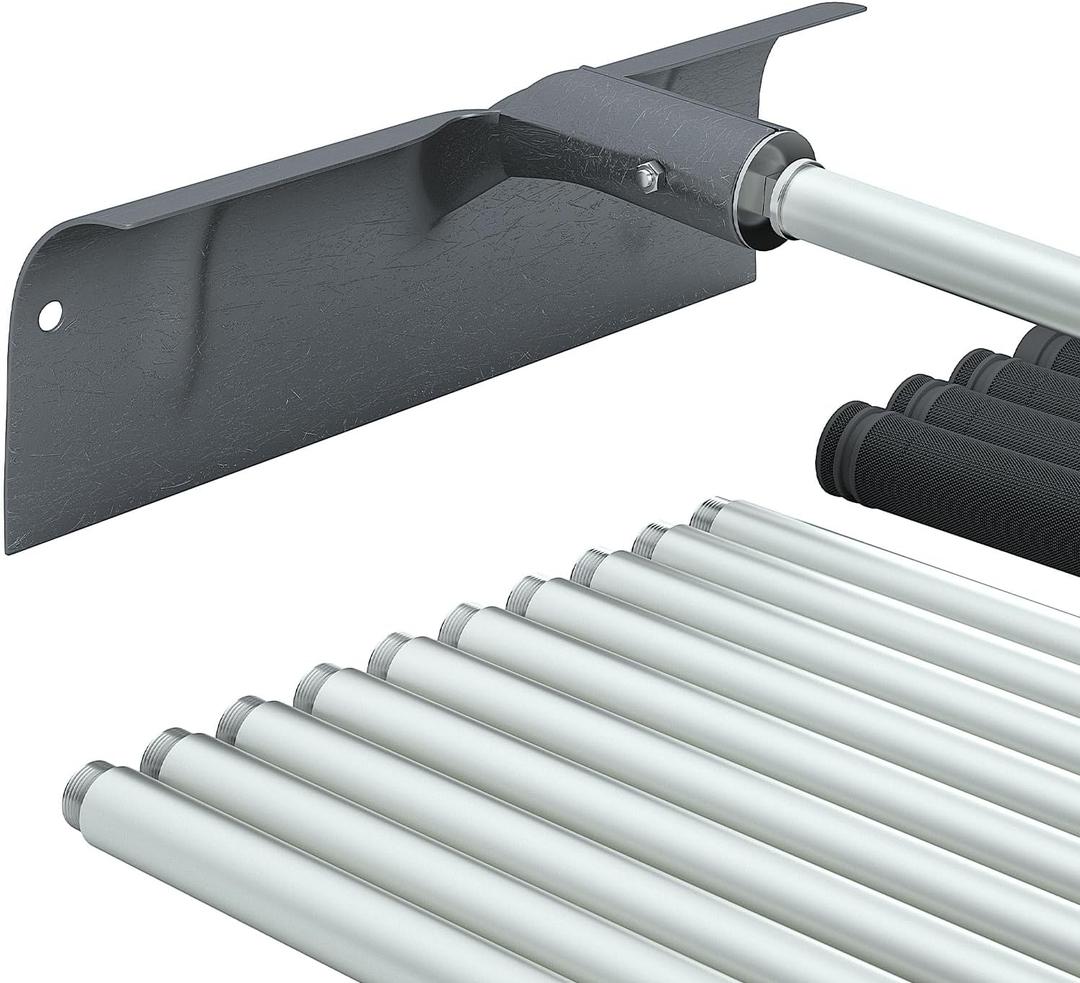 Roof Snow Rakes - 2-16 FT Extendable, 15.7" Alloy Steel Head, Anti-Slip Rubber Grip