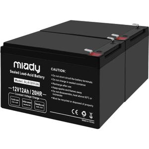 Miady 12V 12Ah Rechargeable Sealed Lead Acid Battery (2 Packs)