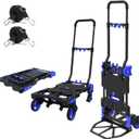 Folding Hand Truck Heavy Duty 330LB Load Carrying,Convertible Dolly Cart with Retractable Handle and 4 Rubber Wheels,Portable Hand Truck Foldable for Luggage/Personal/Travel/Mobile/Office Use. (Blue)