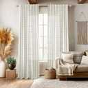 Semi Sheer Linen Curtains for Living Room 84 Inches Long, Black and Cream Colored Farmhouse Boho Window Curtains for Bedroom 