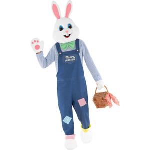 Morph Easter Bunny Costume Adult Rabbit Mascot Dungarees Suit for Easter Costumes Celebrations and Events (X-Large)