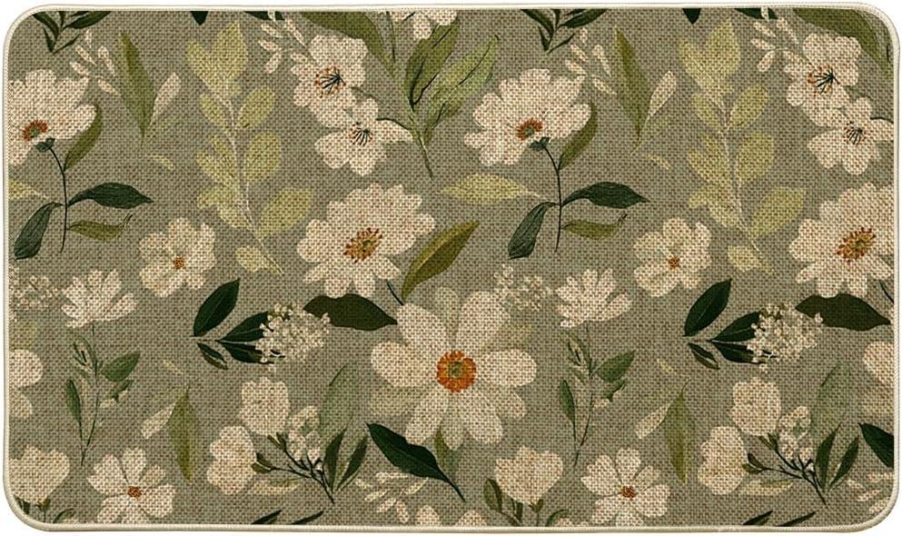 Artoid Mode Daisy Flowers Spring Doormat, Home Decor Door Mat Low-Profile Switch Rug Floor Mat for Indoor Outdoor 17x29 Inch