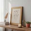 Vintage Gold Framed Canvas Wall Art, Minimalist Floral Poster Artwork, Wildflower Print Picture, Flower Plant Painting Wall Decor, for Living Room, Bedroom, Farmhouse, Home Decoration, 12x16in