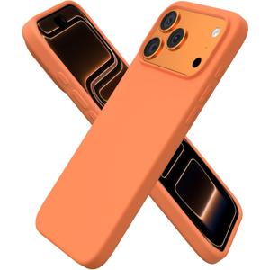 ORNARTO Compatible with iPhone 17 Pro Max Case 6.9", Slim Liquid Silicone 3 Layers Soft Gel Rubber Shockproof Protective Cover with Anti-Scratch Microfiber Lining-Dusty Orange