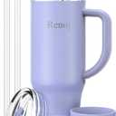 Renoj Insulated Mug 100% Leak Proof Insulated Water Bottle for Iced Coffee & Hot Drinks - Fits Car Cup Holder, Ideal Gift, 2 Straws & Silicone Boot - SnapShift Blue 32 oz 