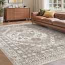 befbee 6x9 Area Rugs for Living Room - Stain Resistant Machine Washable Rugs for Bedroom, Non-Slip Backing Large Area Rug (Brown/Beige, 6'x9')