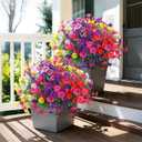 Ivydale 24 Bundles Artificial Flowers for Outdoors Spring Plants Outdoor Decor, Faux Silk Morning Glory Fake Flowers Bulk Petunias Realistic UV Resistant for Outside Porch Patio Window Garden Yard