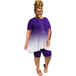 Mrskoala Women Plus Size 2 Piece Outfits Casual Shorts Sets Summer Tshirts Shorts Sweatsuits 3XL