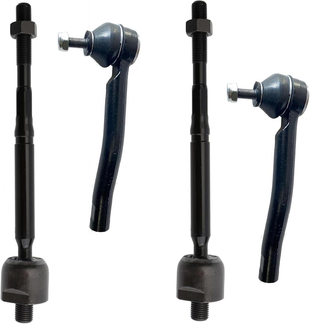 Front Outer and Inner Tie Rod End FITS for Nissan NV200 2013-2019/ Sentra 2013-2019 (2017-19: 1.8L) / LEAF 2018-2019, EV800951 ES800965 ES800966 Front Inner Outer Tie Rods- 4pc Set