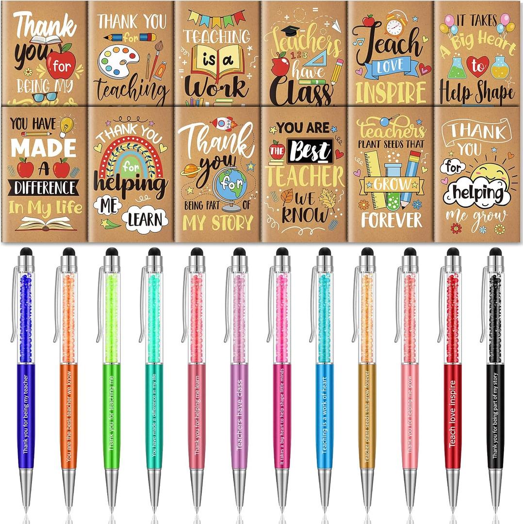 24 Pcs Funny Pens Notepads Gifts Set for Teacher Nurse Christian Theme Appreciation Gift Bulk Inspirational Negative Motivational Notepad Diamond Ballpoint Pen for Nurse Teacher Office (Classic)