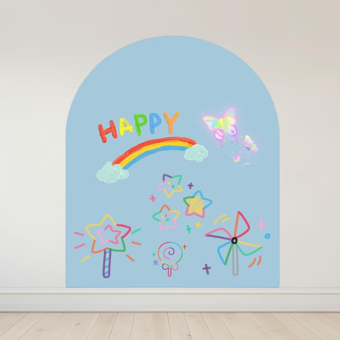 Magnetic Wall Decal Arch Set for Kids, 2025 New 40" x 32" Chalkboard for Magnetic Wall Decal Drawing Learning for Kids Playroom (Blue)