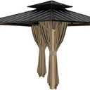 Gazebo Universal Replacement Privacy Curtain, 10'X12' Waterproof Outdoor Sidewall with Zipper for Patio, Garden and Backyard (4-Panels, Brown)