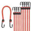 12" Elastic Bungee Cords with Hooks: 10 Pcs Bungee Cords Heavy Duty Outdoor, Bungie Cord Bundle Assortment with Metal Hook, Bungee Straps for Kayaking, Camping, Garage Storage