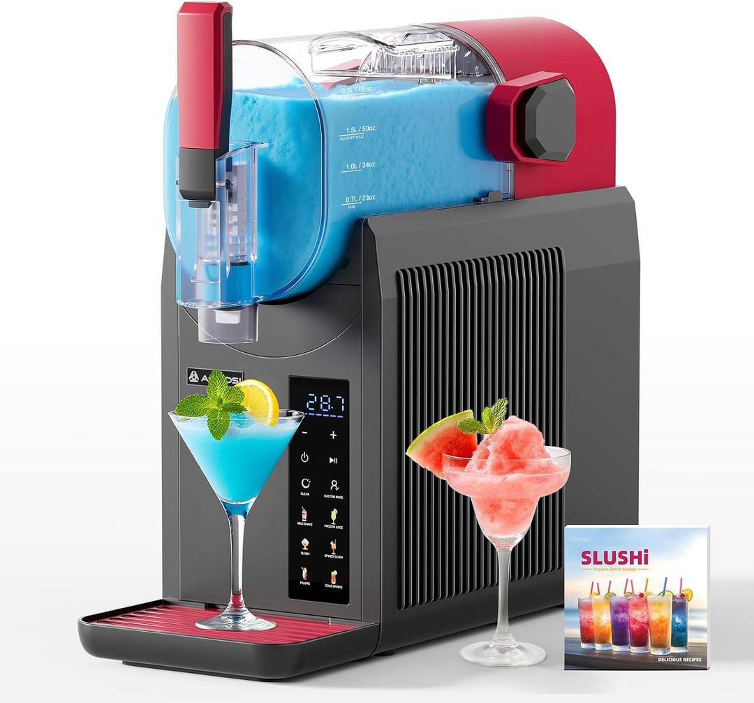 AAOBOSI Slushie Machine for Home, Frozen Drink Machine with Cookbook, Margarita Machine with 6 Presets Programs, No Ice Needed, Auto Cleaning, Slushy Maker for Frozen Margaritas, Cocktails, Frapps